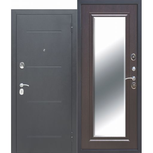 Входная металлическая дверь Цитадель 7,5см "Гарда" Серебро Зеркало Фацет 0