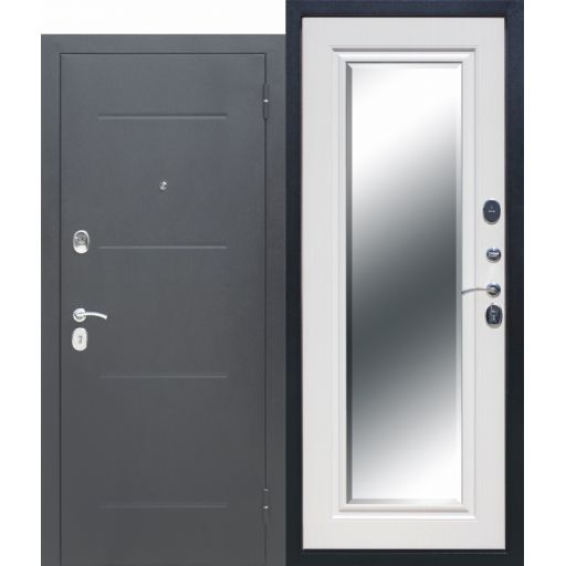 Входная металлическая дверь Цитадель 7,5см "Гарда" Серебро Зеркало Фацет 1