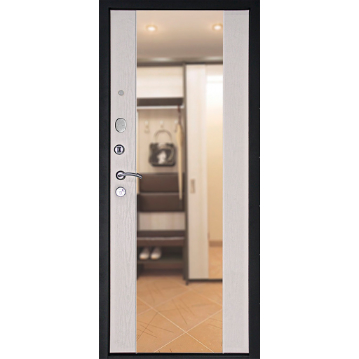 Дверь металлическая Дверной Континент Тепло-Люкс Зеркало Венге/Венге (Венге/Беленый дуб) 1