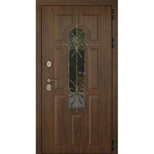Дверь металлическая Дверной Континент Лион Темный орех/Альберо браш (Тем. орех) 3