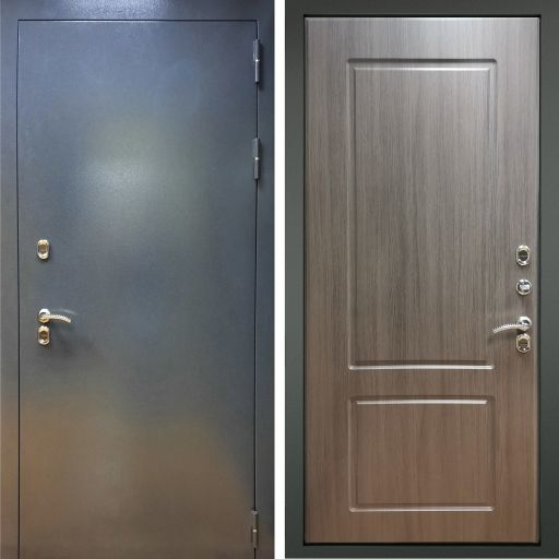 Дверь металлическая Дверной Континент Термаль ЭЛИТ Лиственница белёная (Лиственница серая), покрытие металла Тёмный букле 0
