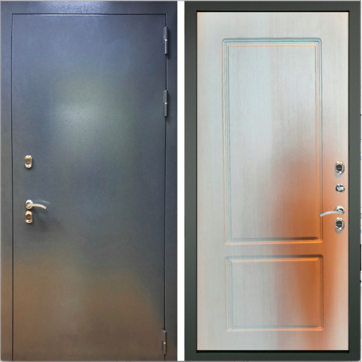 Дверь металлическая Дверной Континент Термаль ЭЛИТ Лиственница белёная (Лиственница серая), покрытие металла Тёмный букле 3