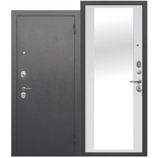 Входная металлическая дверь Цитадель "Гарда" Серебро зеркало / Белый ясень 0